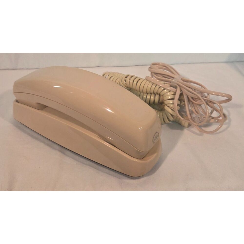 Vintage Push Button Landline Telephone Beige Retro Desk Wall Phone